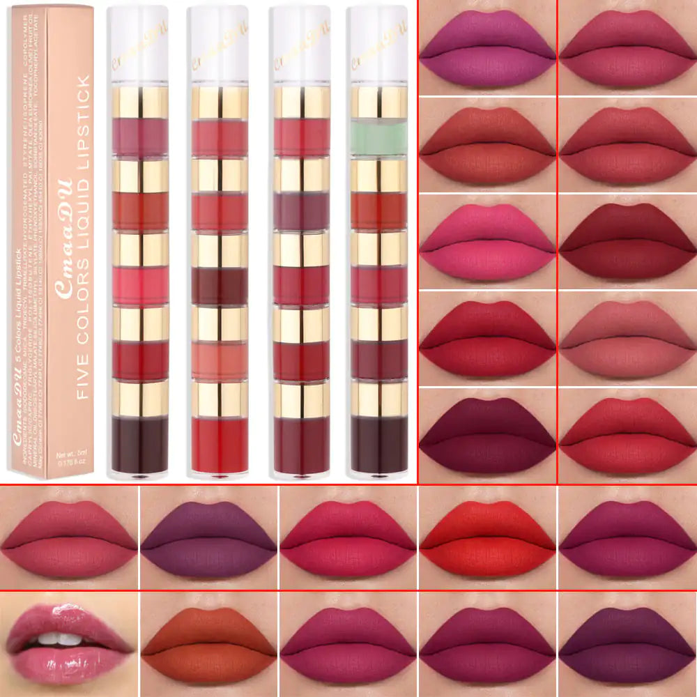 Waterproof 5 Color Matte Lip Gloss with Bamboo Joint