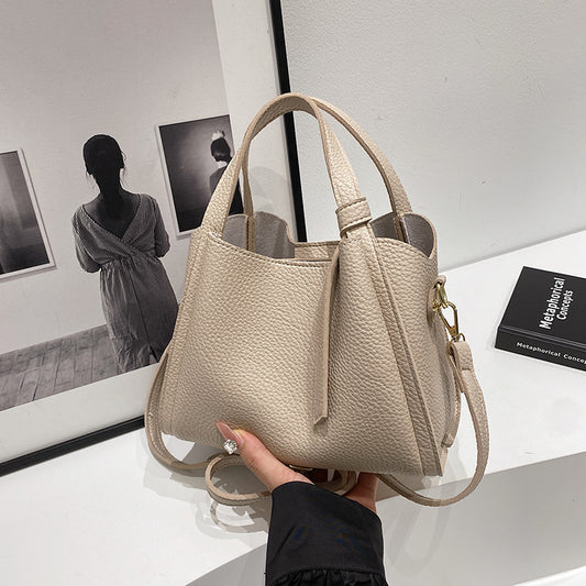 Korean Style Ins New Hong Kong Style Personalized Simple One-shoulder Underarm Bucket Bag Vegetable Basket Retro Crossbody Bag