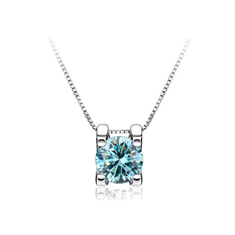 Women's S925 Sterling Silver Necklace Plated Pt950 Moissanite Bull Head