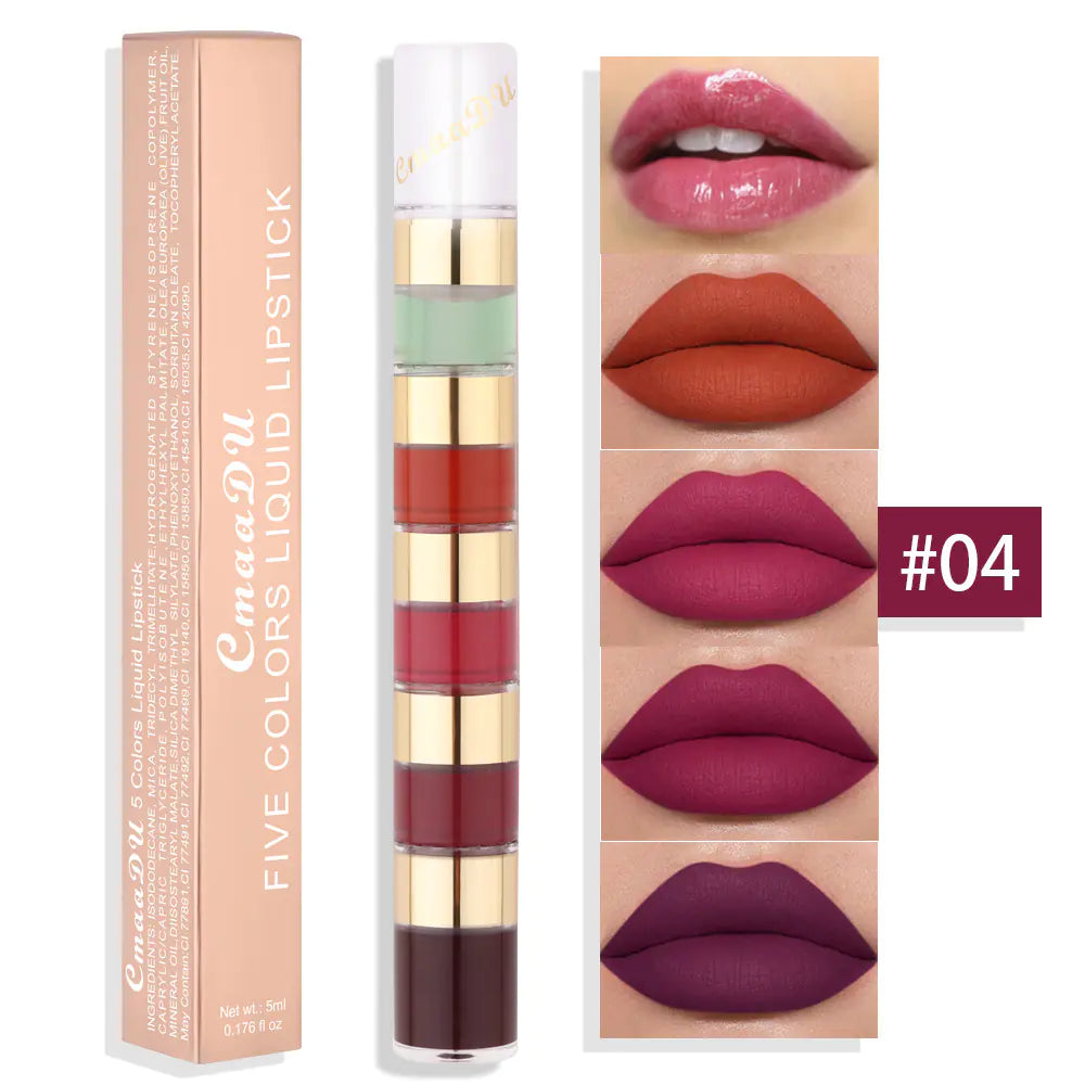 Waterproof 5 Color Matte Lip Gloss with Bamboo Joint
