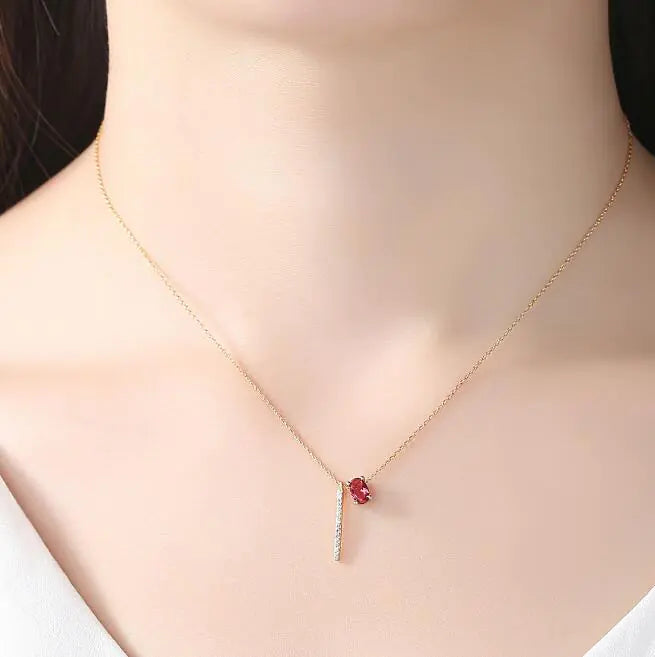 Red Diamond Necklace, Moonstone Necklace, Copper Inlay