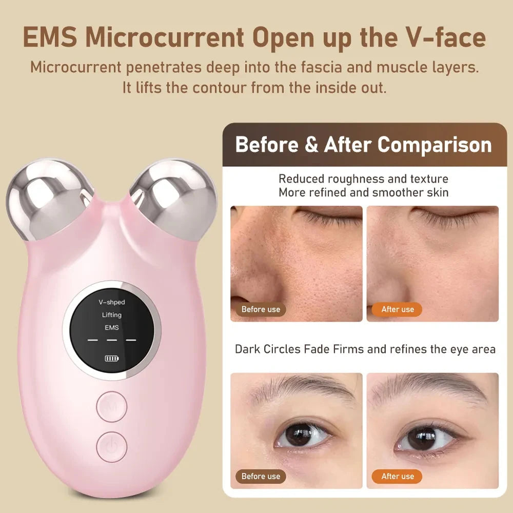 Facial Massager EMS Microcurrent Lifting Device Face Roller Anti