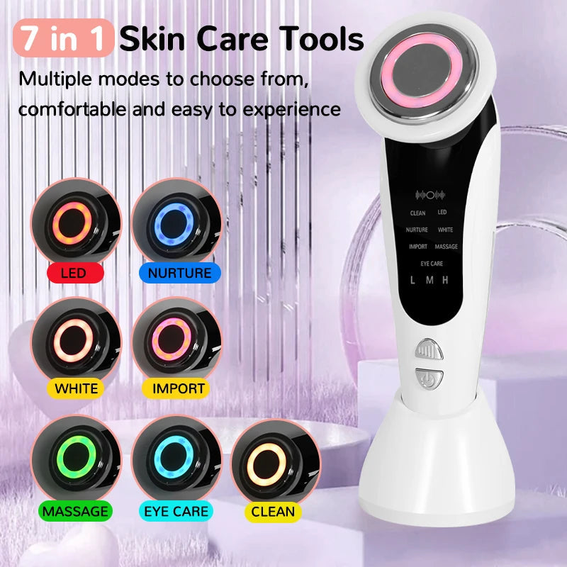 7 in 1 Microcurrent Face Lift Device LED Facial Massager Anti Aging