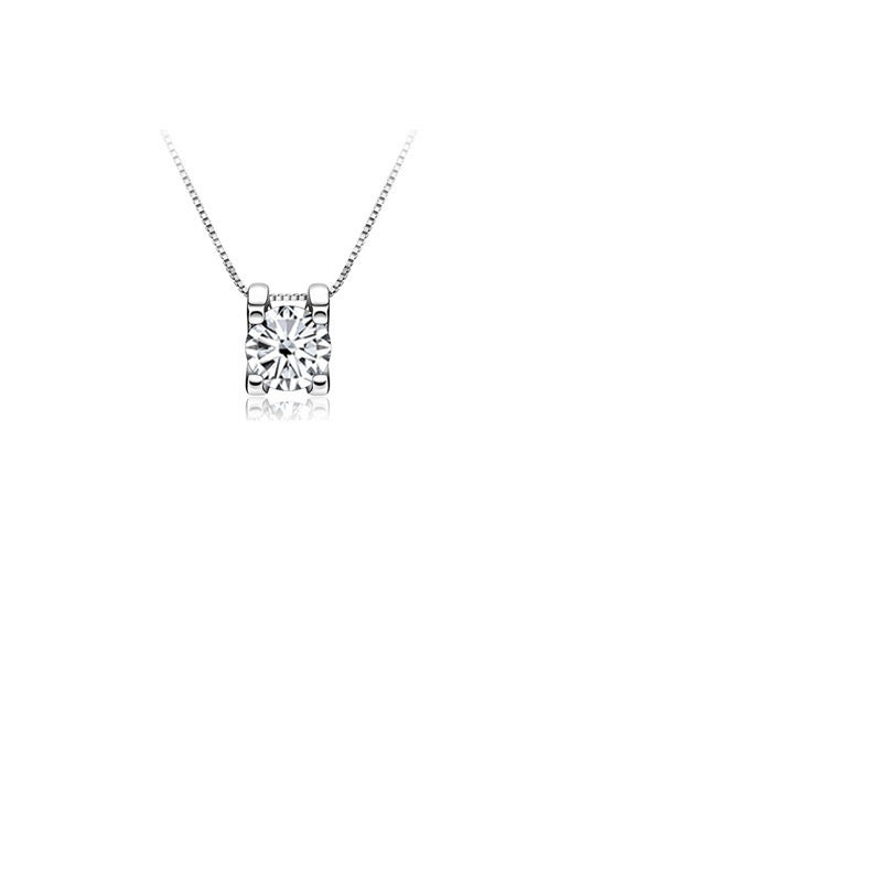 Women's S925 Sterling Silver Necklace Plated Pt950 Moissanite Bull Head